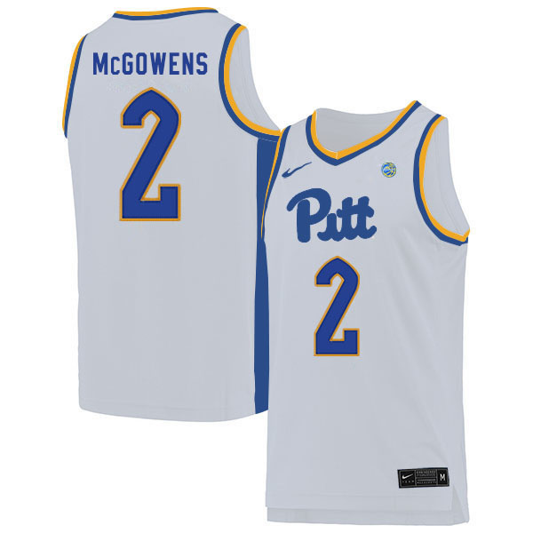 Men #2 Trey McGowens Pitt Panthers College Basketball Jerseys Sale-White